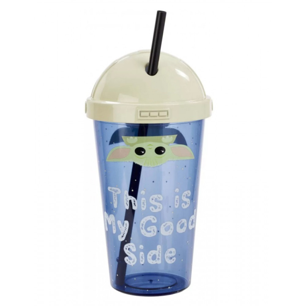 Кружка пластмассовая Funko Star Wars Mandalorian The Child ThisIsMyGoodSide Cup WithStraw UT-SW06484
