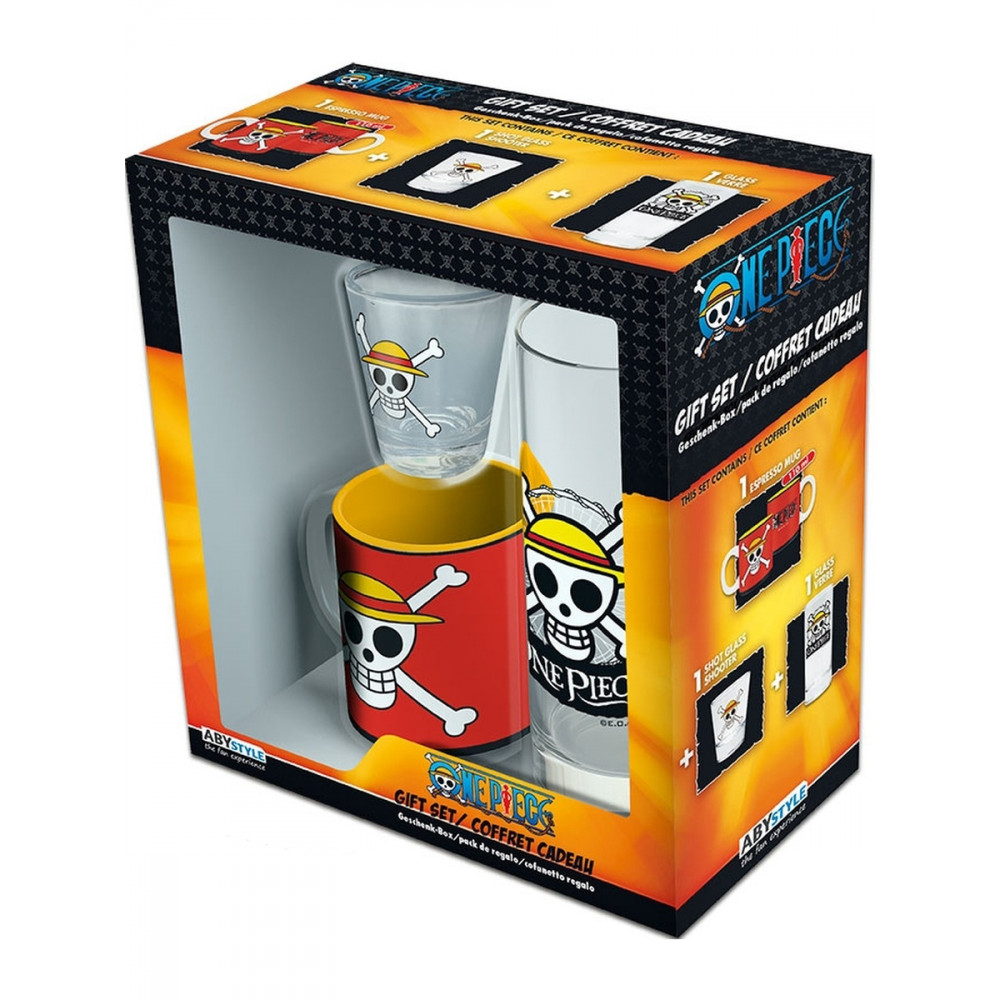 Набор подарочный One Piece Skull Luffy Бокал 290 ml+Рюмка 50ml+Кружка 110 ml ABYPCK132