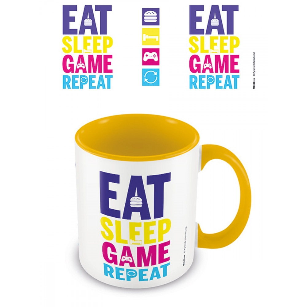 Кружка Eat, Sleep, Game, Repeat (Gaming) Yellow Coloured Inner Mug 315 ml MGC25459